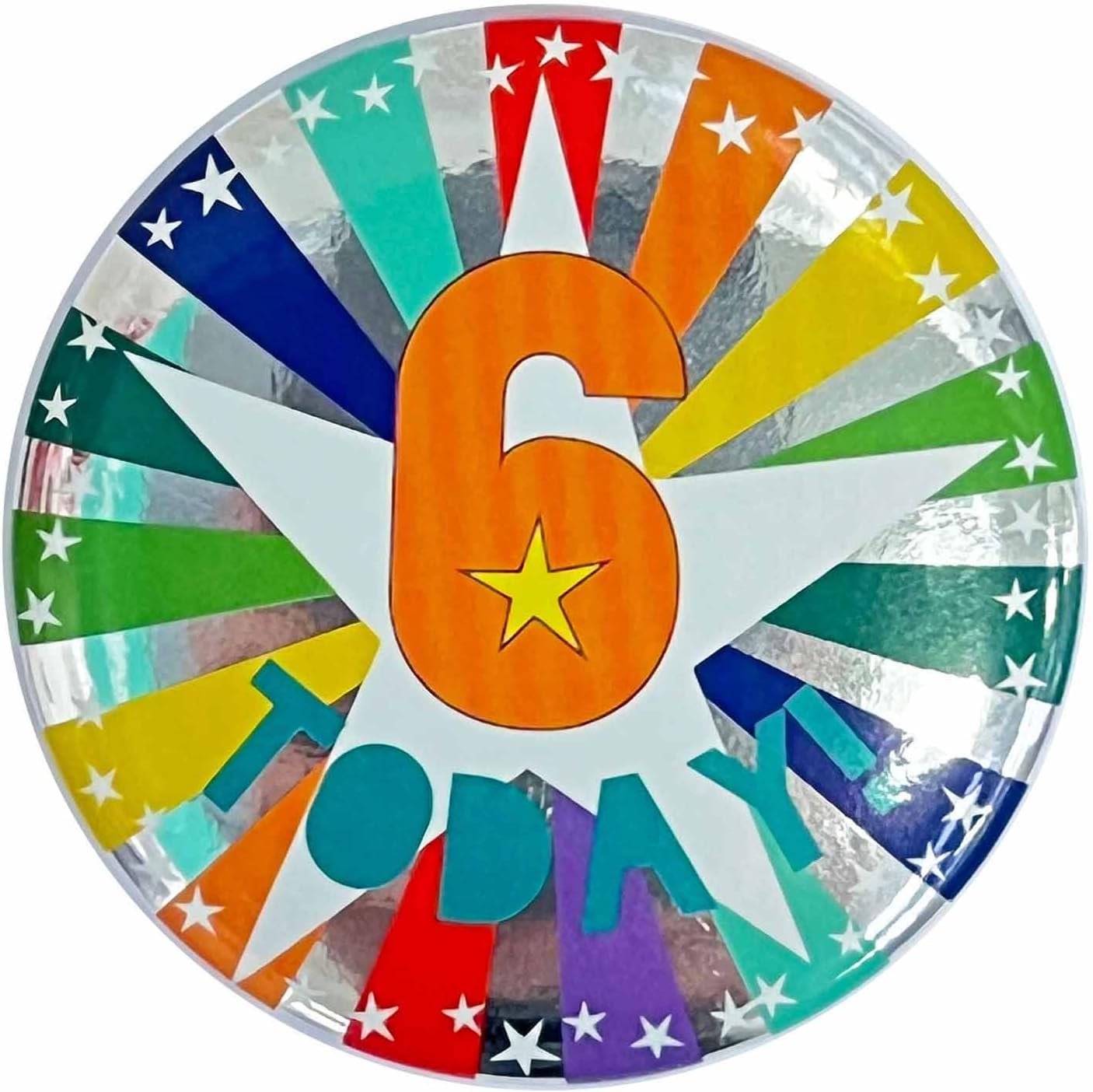 amscan 6 TODAY! Star Print Multicoloured Birthday Badge