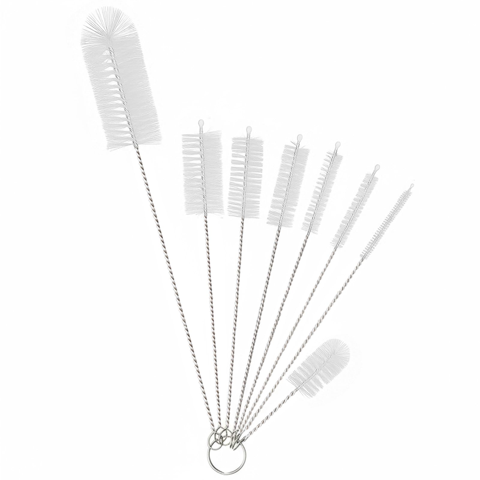 Admygo 8-Piece Small Bottle Brush Set - Nylon Bristles, Flexible Wire, Multipurpose Cleaning