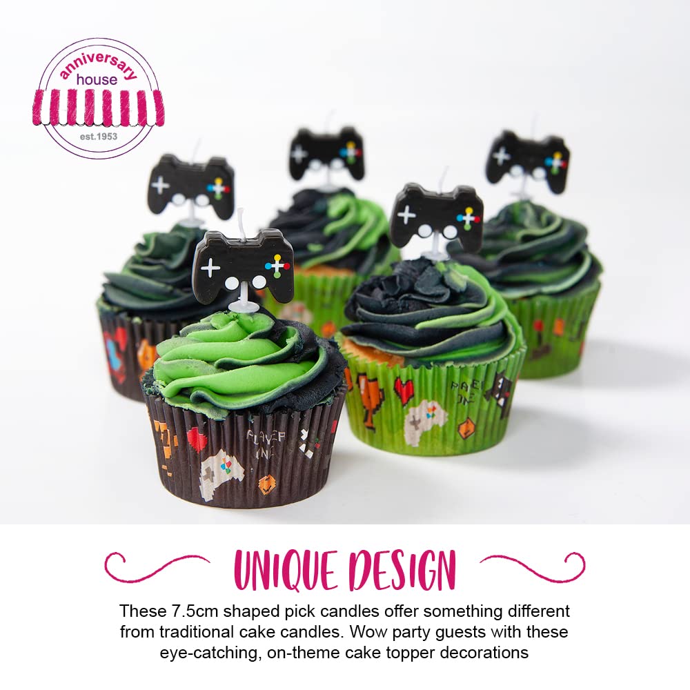Anniversary House Gaming Controller Cake Topper Candles - Pack of 5, Black 3