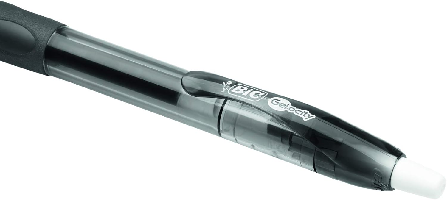 BIC Velocity gel Ballpoint pen Gel ink Medium point Black Pack of 12 + Bic Matic Grip 0,7 Pouch of 4 Pencil 4