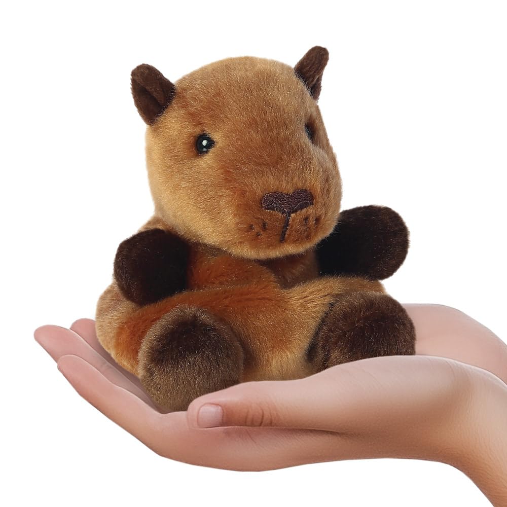 Aurora Palm Pals Sid Capybara 5In Soft Toy - Brown Plush, Eco-Friendly Bean Filled Plush for Babies & Kids 10