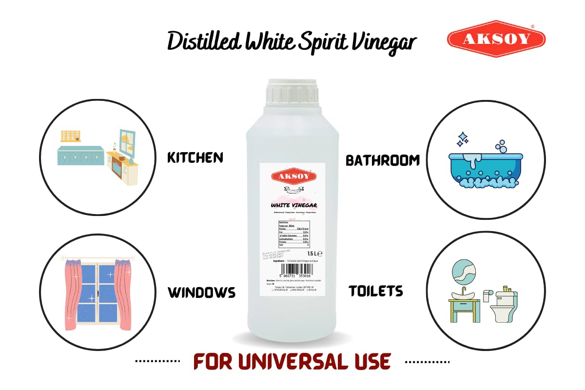 AKSOY Distilled White Spirit Vinegar - 1.5L | Premium Quality for Cooking & Natural Cleaning 3