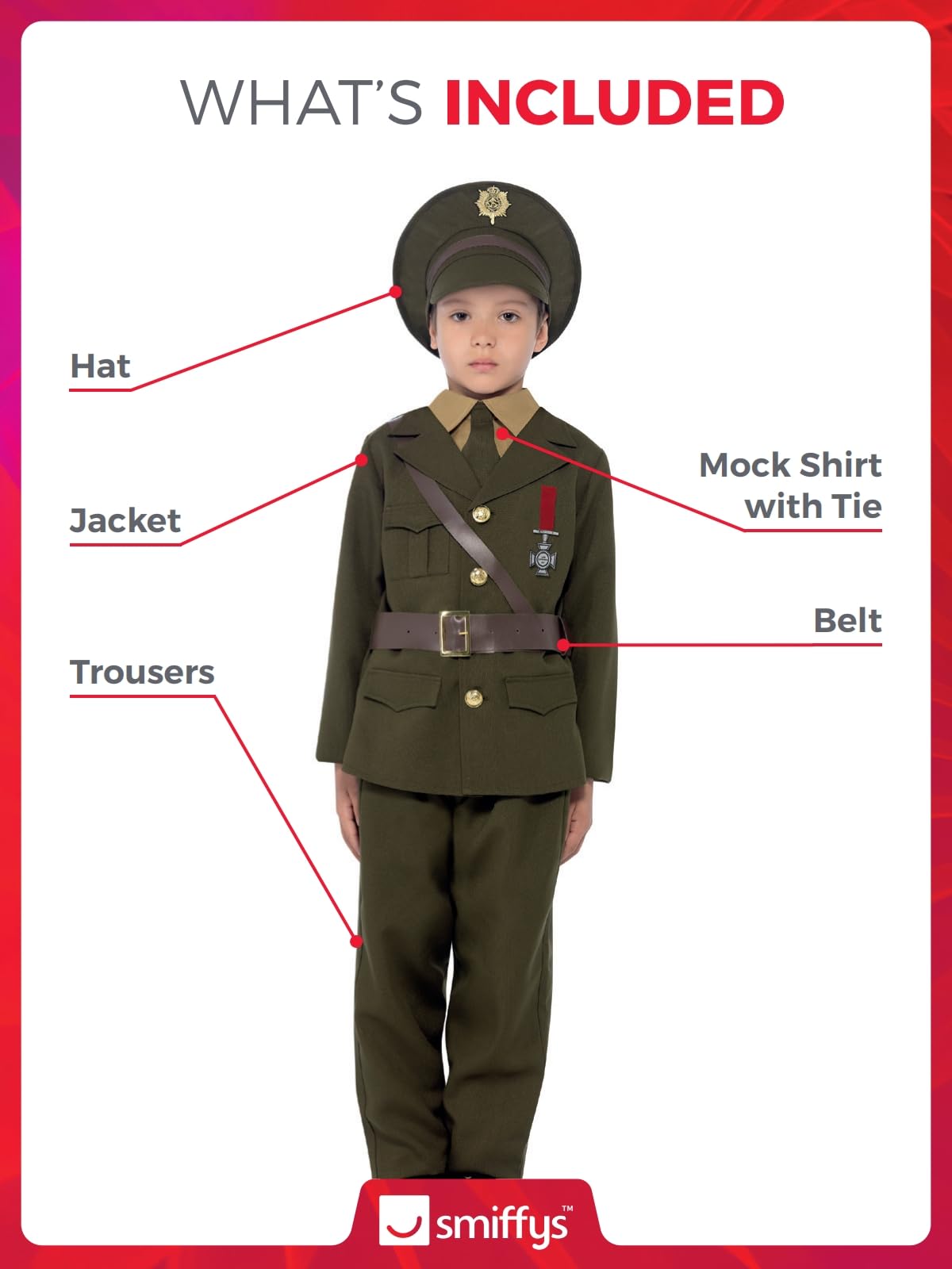 Smiffys Boys Army Officer Costume - World War II Dress Up for Ages 7-12 ( Medium (ages 7-9) 4