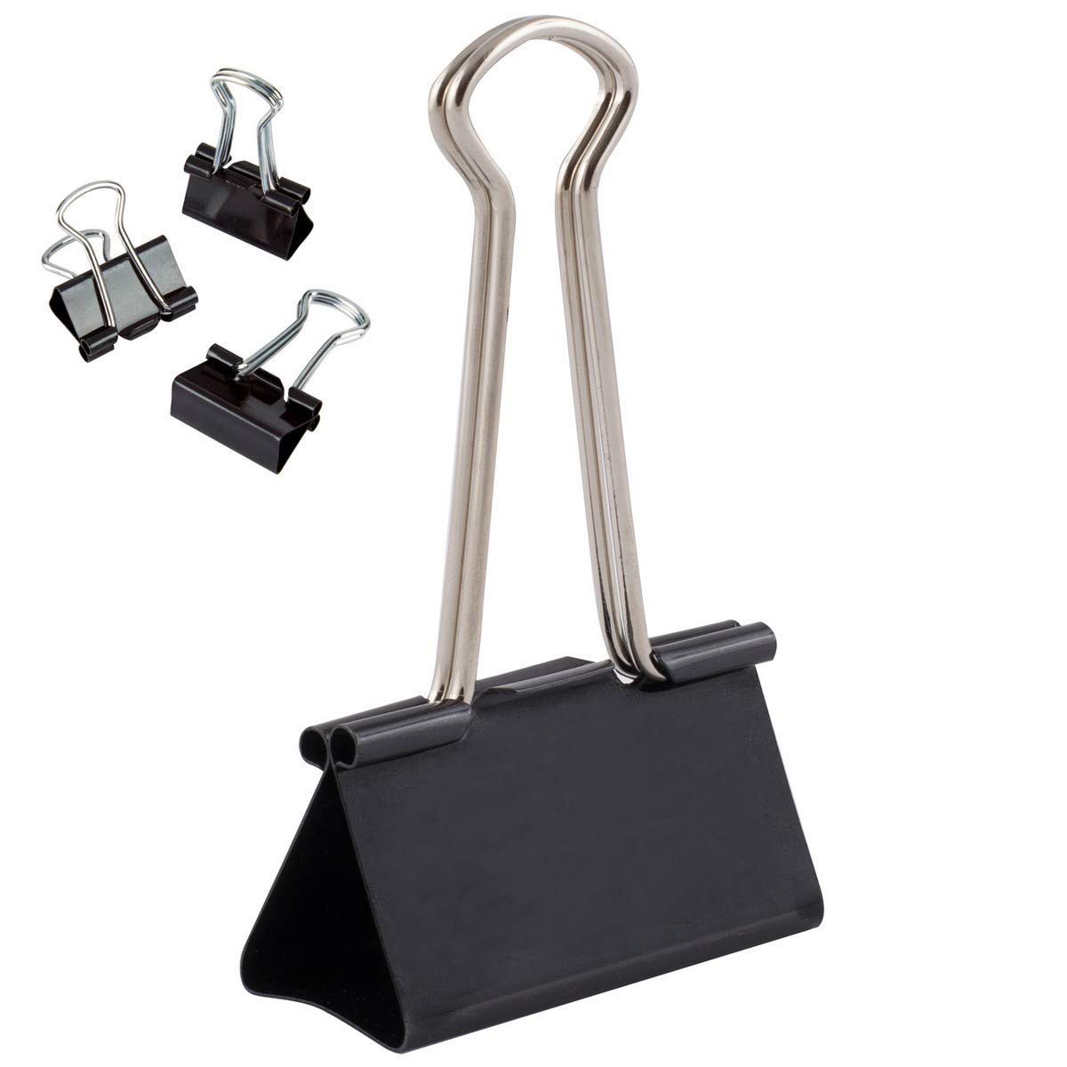 D.RECT Extra Large Binder Clips - 51mm Heavy-Duty Grip | Pack of 12 Black Metal Clips
