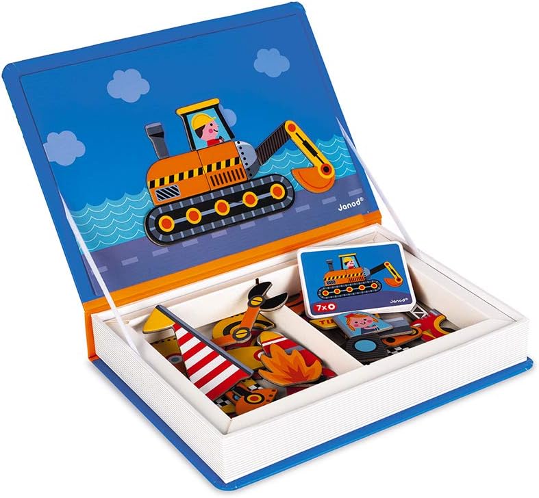 Janod J02715 Racers Magnetic Book - Educational Vehicle Puzzle for Kids 3-8 Years 3