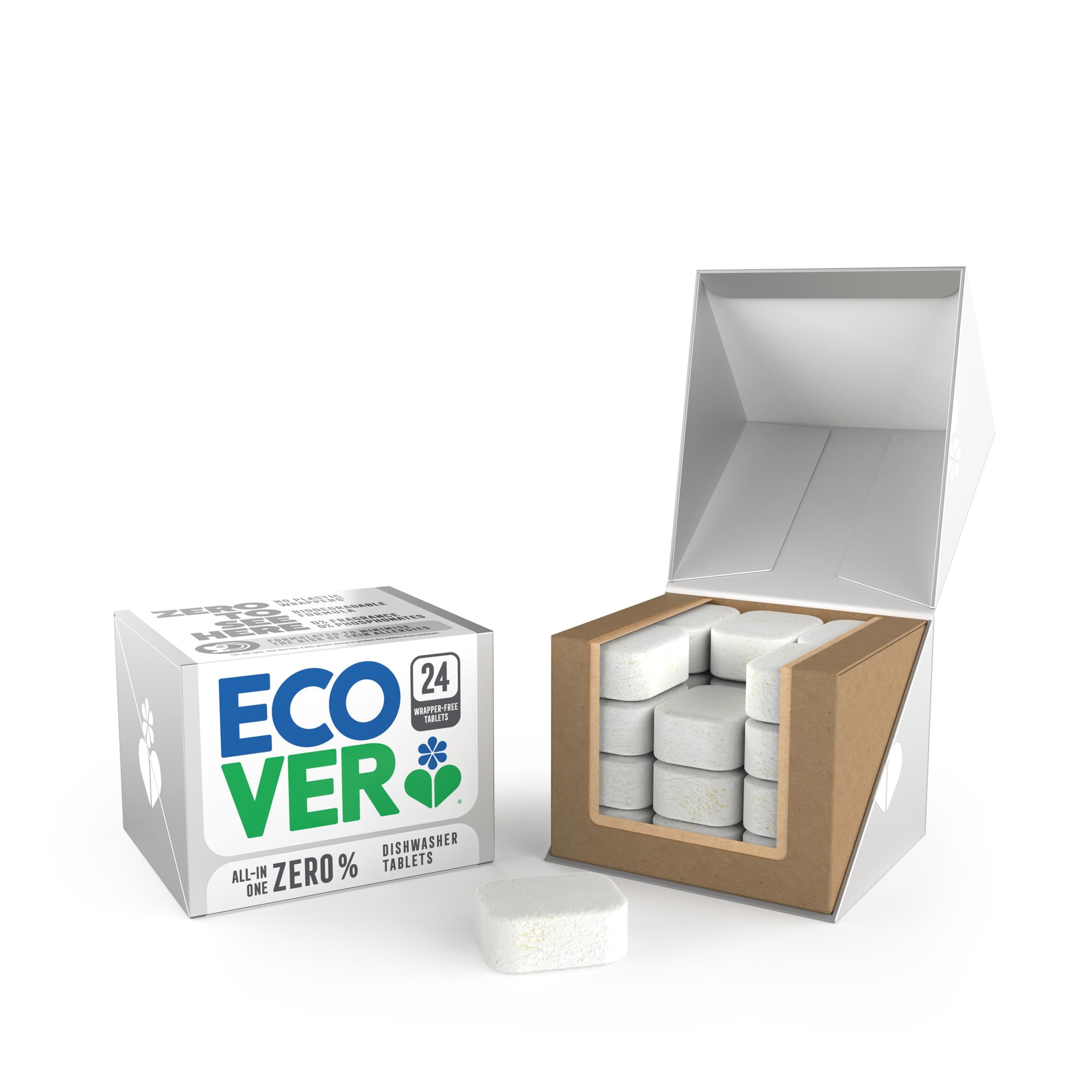 Ecover Zero Dishwasher Tablets, Salt & Rinse Aid - All-in-One Biodegradable Cleaning Solution