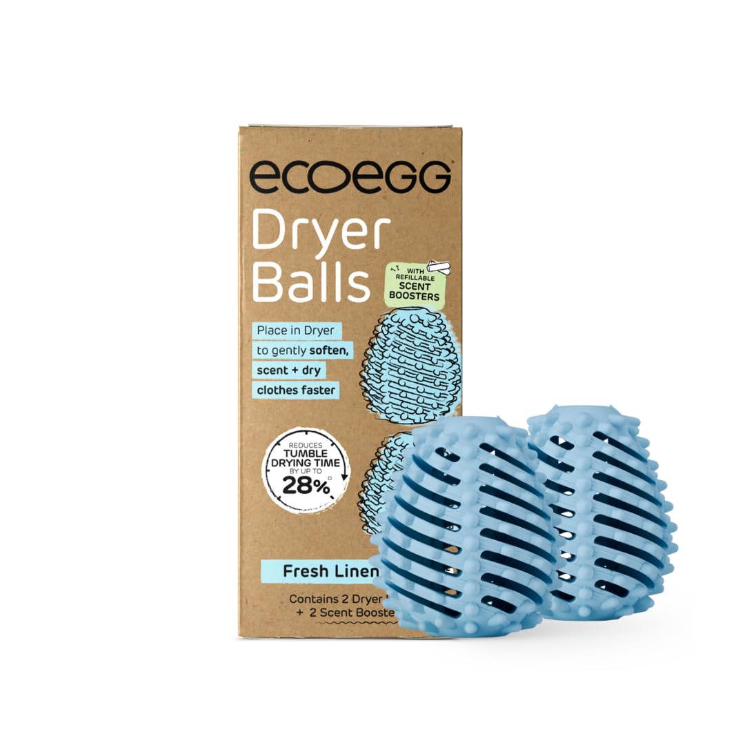 Ecoegg Dryer Balls - Fresh Linen Scent | Reduces Drying Time by up to 28% | Natural Softening | Pack of 1