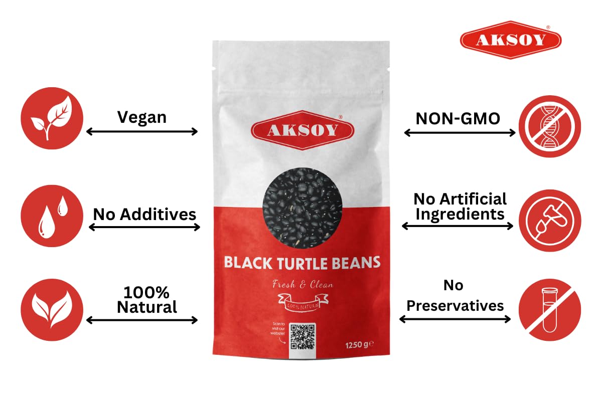 Aksoy Black Turtle Beans 1250g | Dried Black Beans for Soups, Stews & Sauces 3