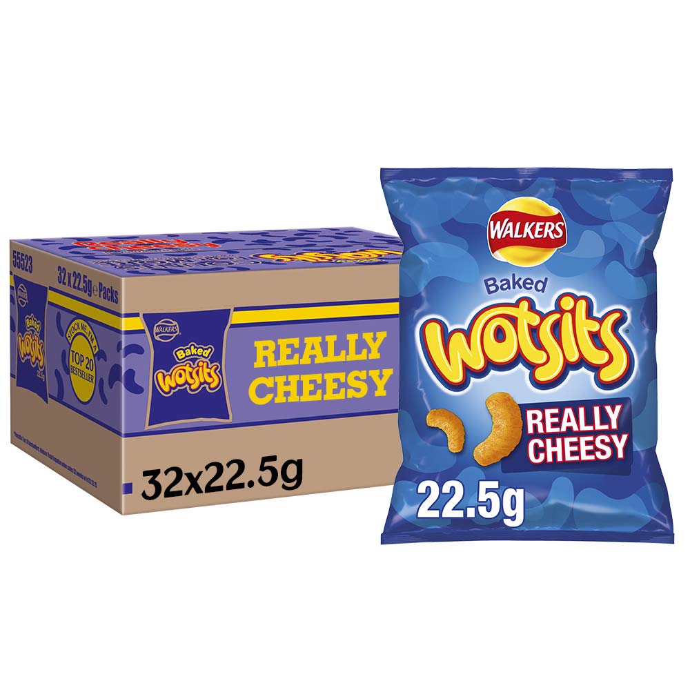 Walkers Wotsits Really Cheesy Snacks, 22.5g (Case of 32)