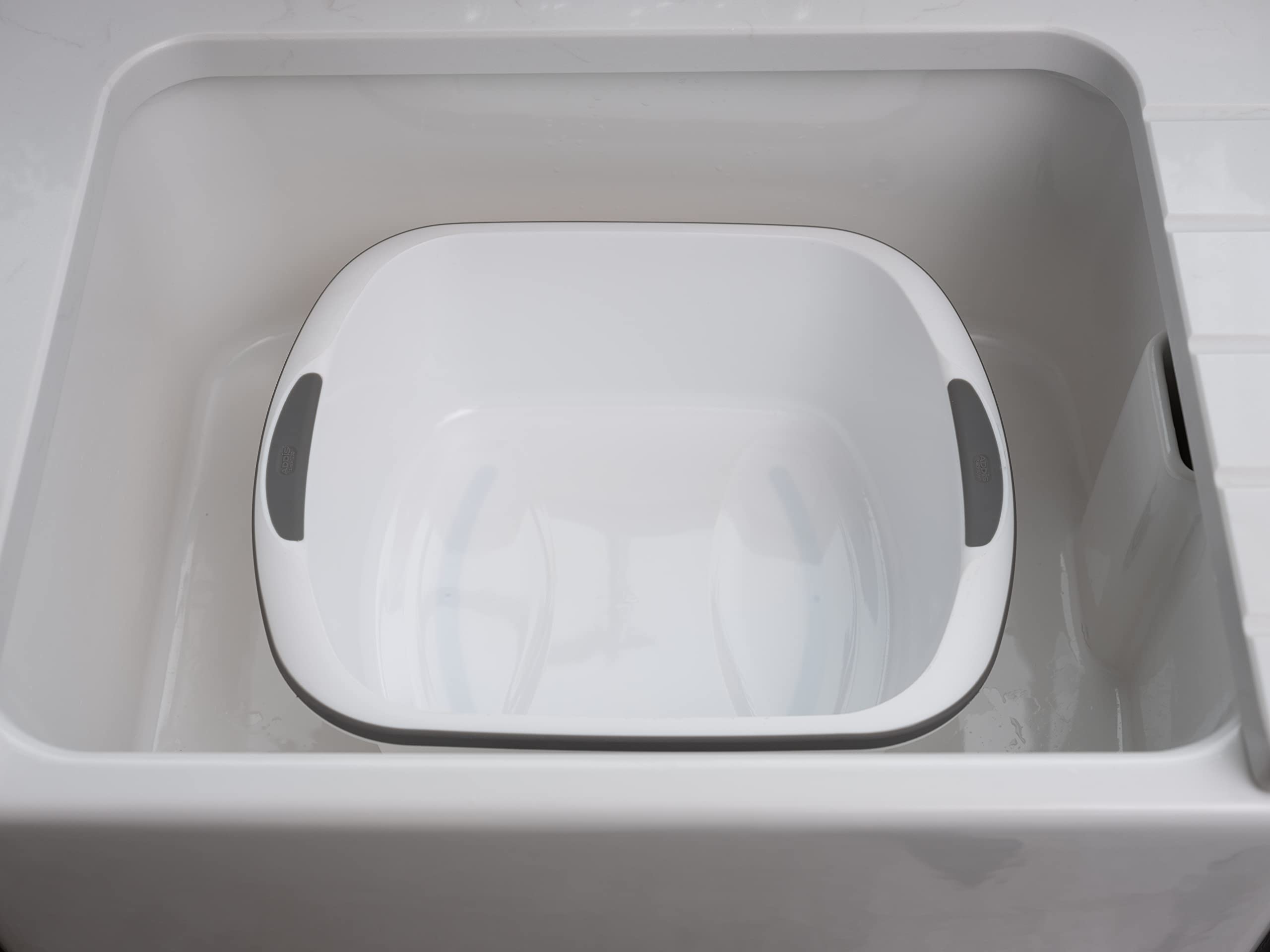 Addis Large Rectangular Washing Up Bowl - 9.5 Litre Capacity, White & Grey