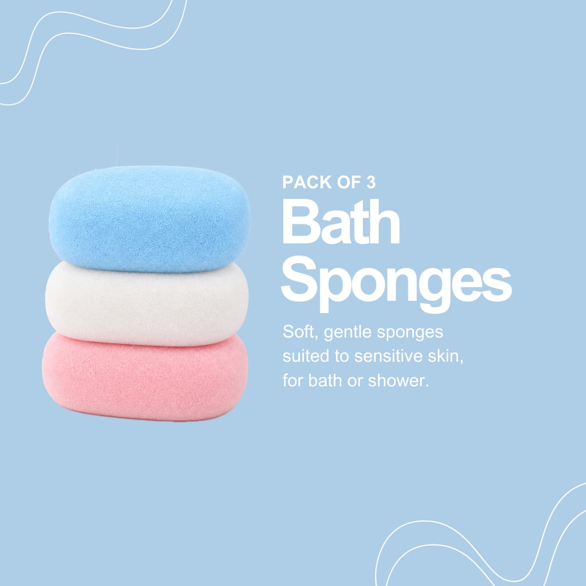 Caress Bath Sponge - 3 Count Pack | Plastic