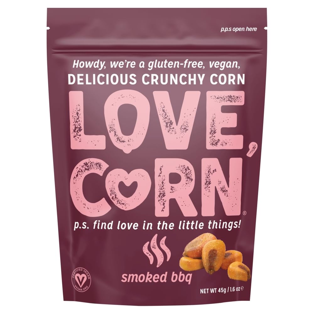 Love Corn Smoked BBQ Crunchy Roasted Corn Snacks, Gluten Free, 45g