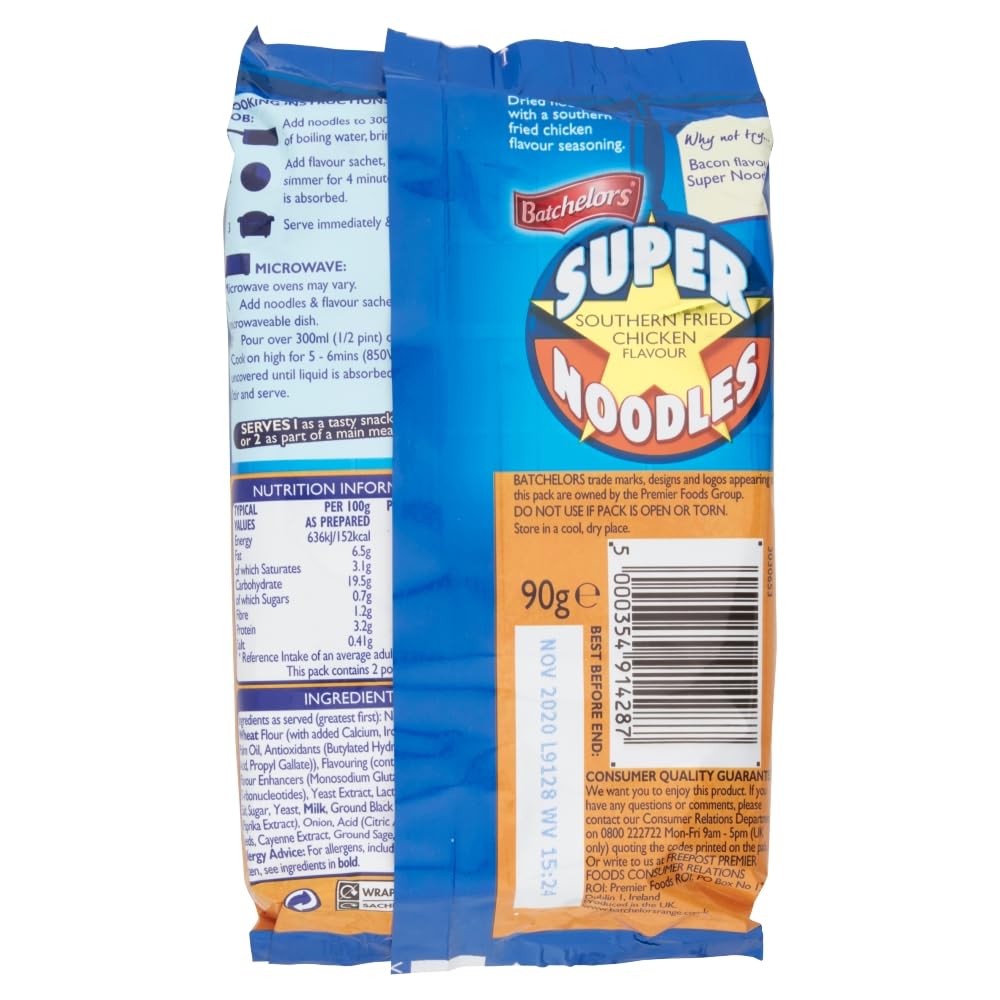 Batchelors Super Noodles Southern Fried Chicken Flavour Instant Snack 90g