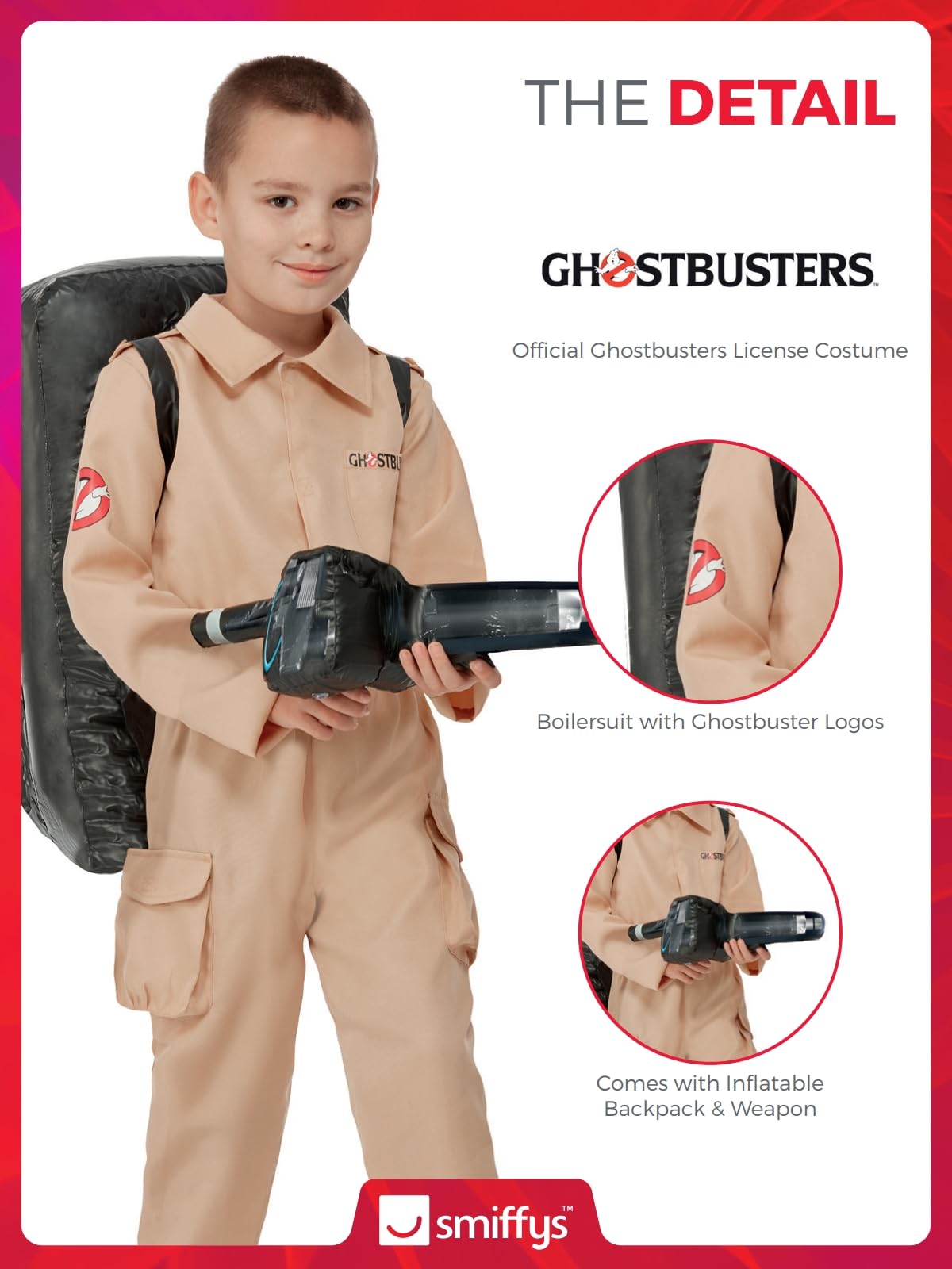 Smiffys Ghostbusters Child's Costume Jumpsuit with Inflatable Backpack 3