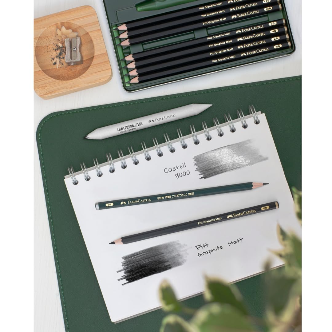 Faber-Castell Art & Graphic Pitt Graphite Matt Pencil Set - Ultra-Matt Laydown | 8 Degrees HB-14B 3