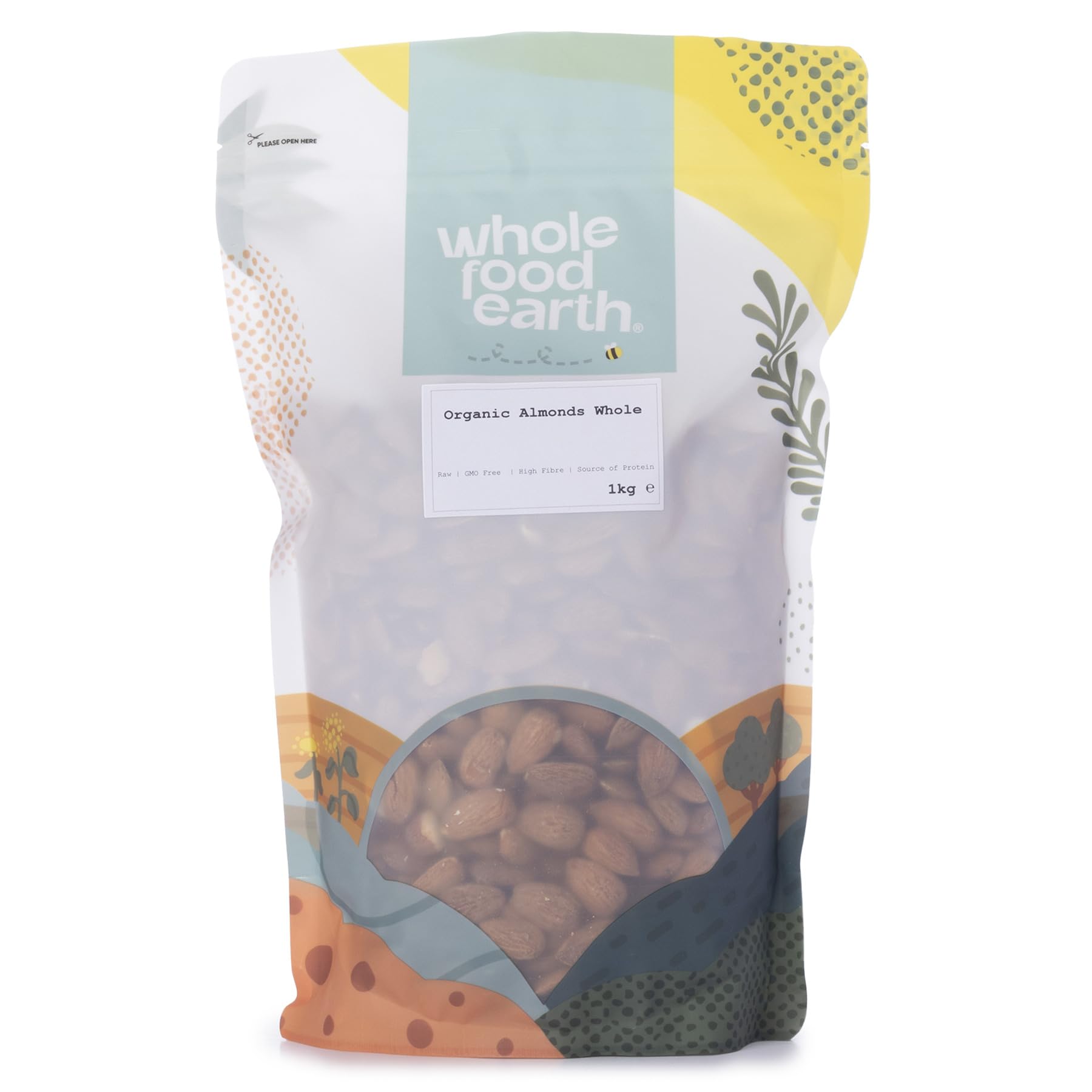 Wholefood Earth Organic Almonds Whole – 1 kg | Raw | GMO Free | Vegan | High Fibre | Source of Protein | Certified Organic