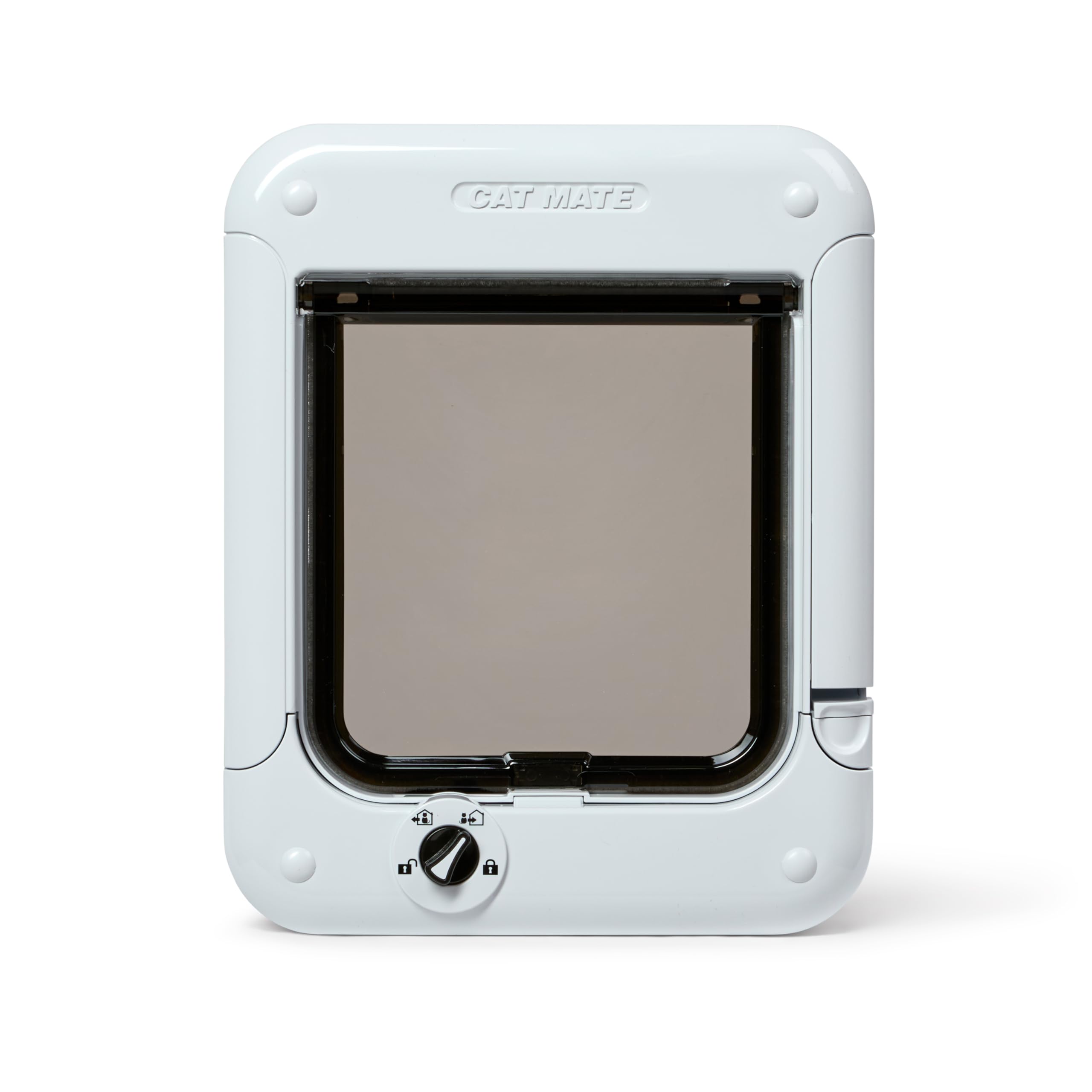 Cat Mate Rotary 4-Way Locking Cat Flap - White | Fits up to 50mm Thickness