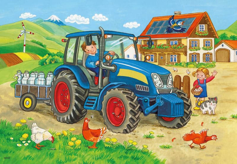 Ravensburger Construction site and Farm Puzzle Set - 2x24 Pieces | Ages 3+ | 26x18cm