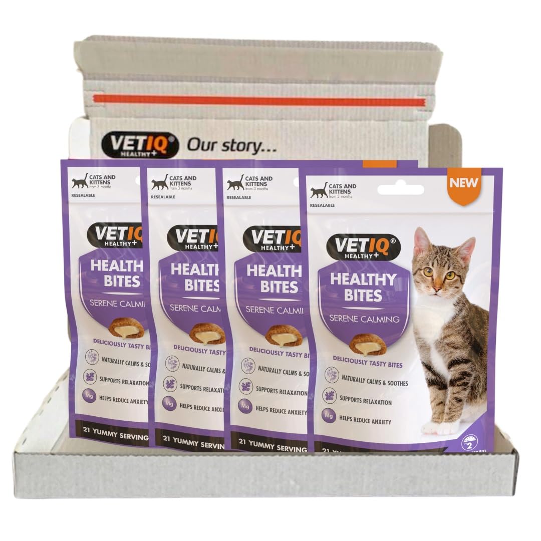VETIQ Healthy Bites Serene Calming Cat Treats - 4x65g Pack | Natural Ingredients | Promotes Relaxation