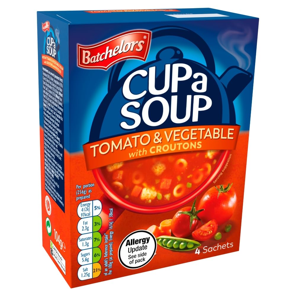 Batchelors Cup a Soup Tomato & Vegetable Instant Soup Sachets, 104 g Box 4