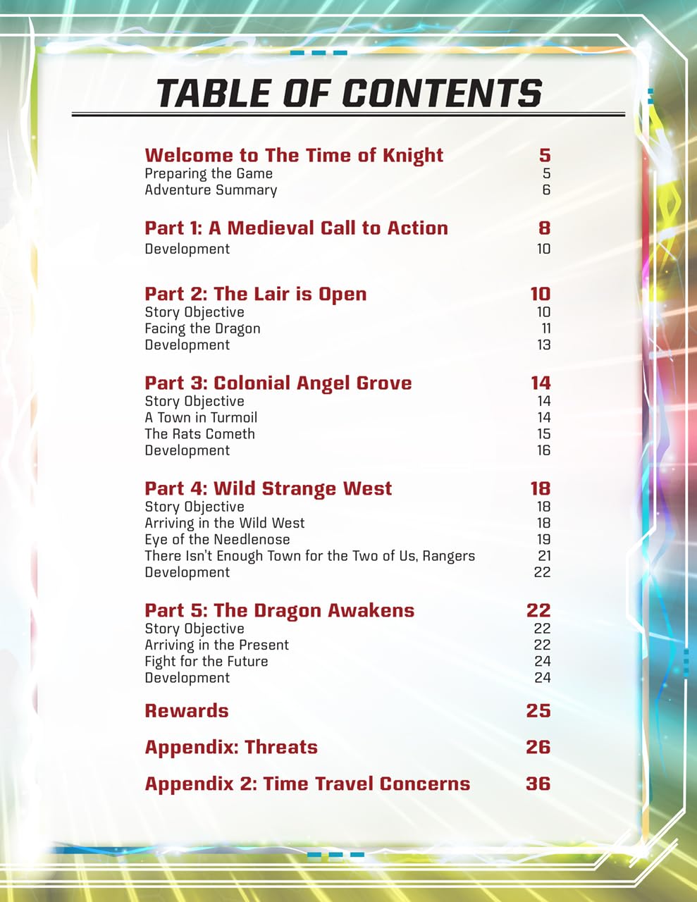 Power Rangers RPG: Time of Knight Adventures Hardcover 2