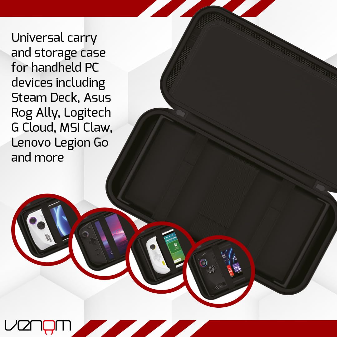 Venom Handheld PC Storage Case – Compatible with Steam Deck, ASUS ROG Ally, Logitech G Cloud, MSI Claw, Lenovo Legion Go 4