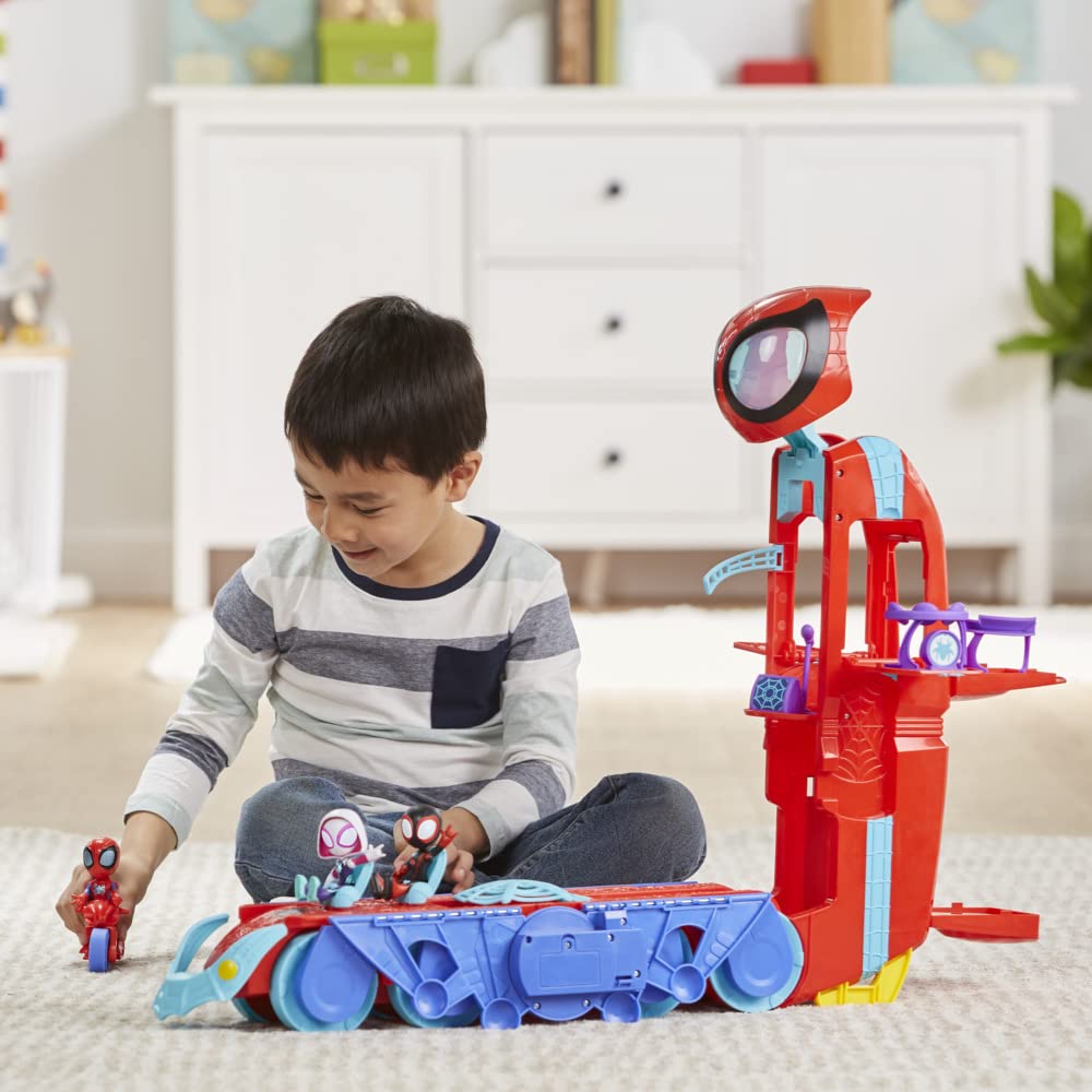 Hasbro Marvel Spidey and His Amazing Friends Spider Crawl-R 2-in-1 Deluxe Headquarters Playset - Vehicle to Tower with Lights & Sounds 5