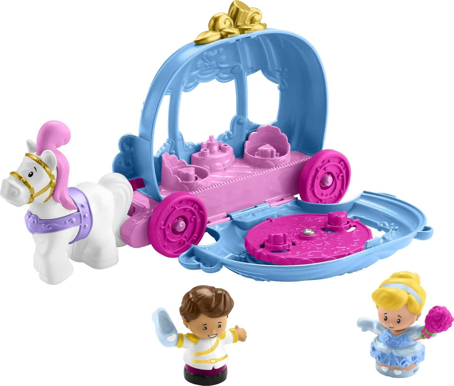 Disney Princess Cinderella’s Dancing Carriage by Little People - 2-in-1 Playset with Figures