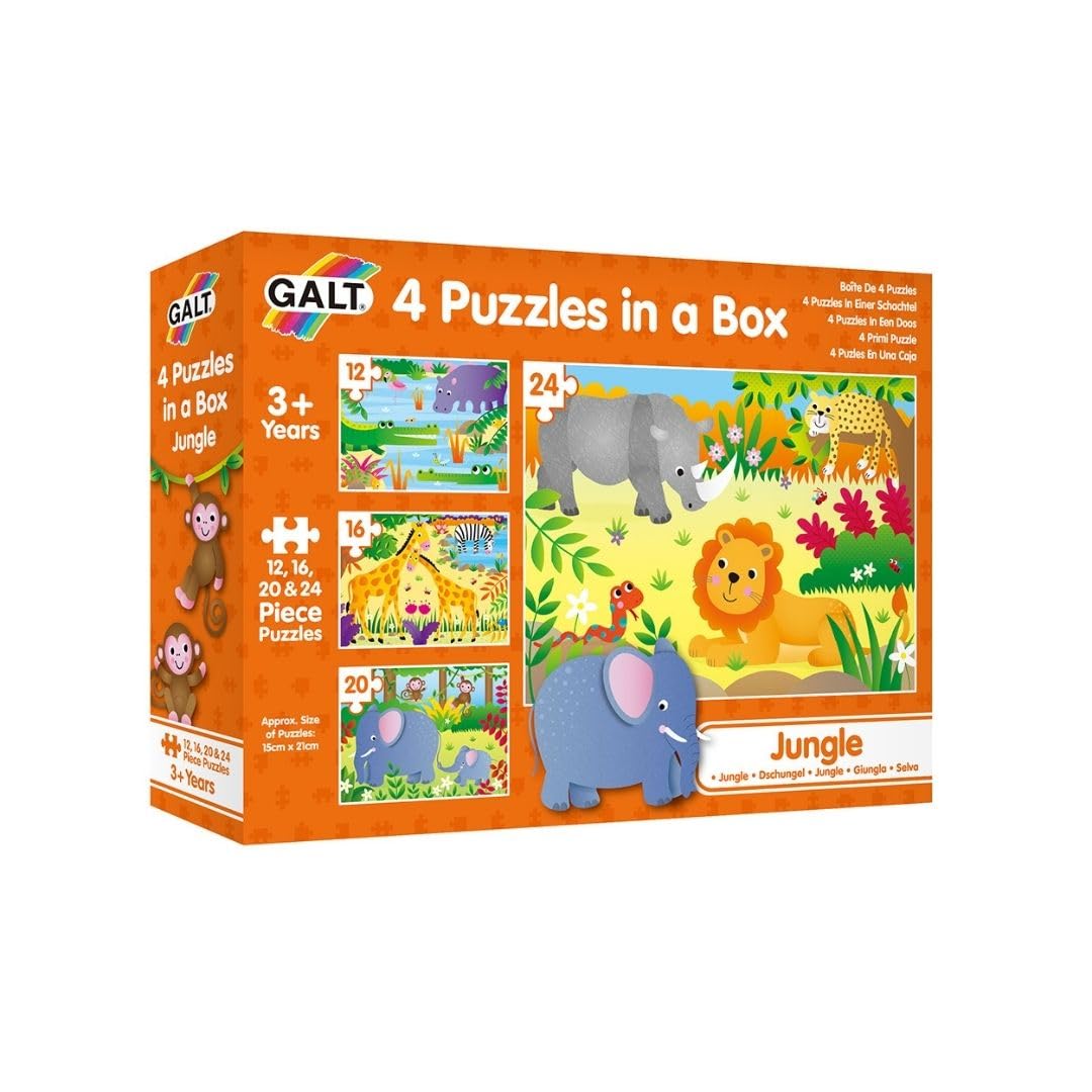 Galt Toys 4 Puzzles in a Box - Jungle Animal Jigsaw Puzzle Set for Kids, Ages 3 Years and Up 5