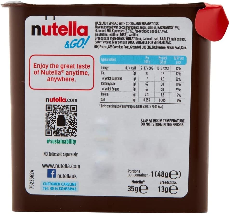 Nutella &Go! Hazelnut Snack Kit, Portable Chocolate & Breadstick Snack Pack, 12 Count 4