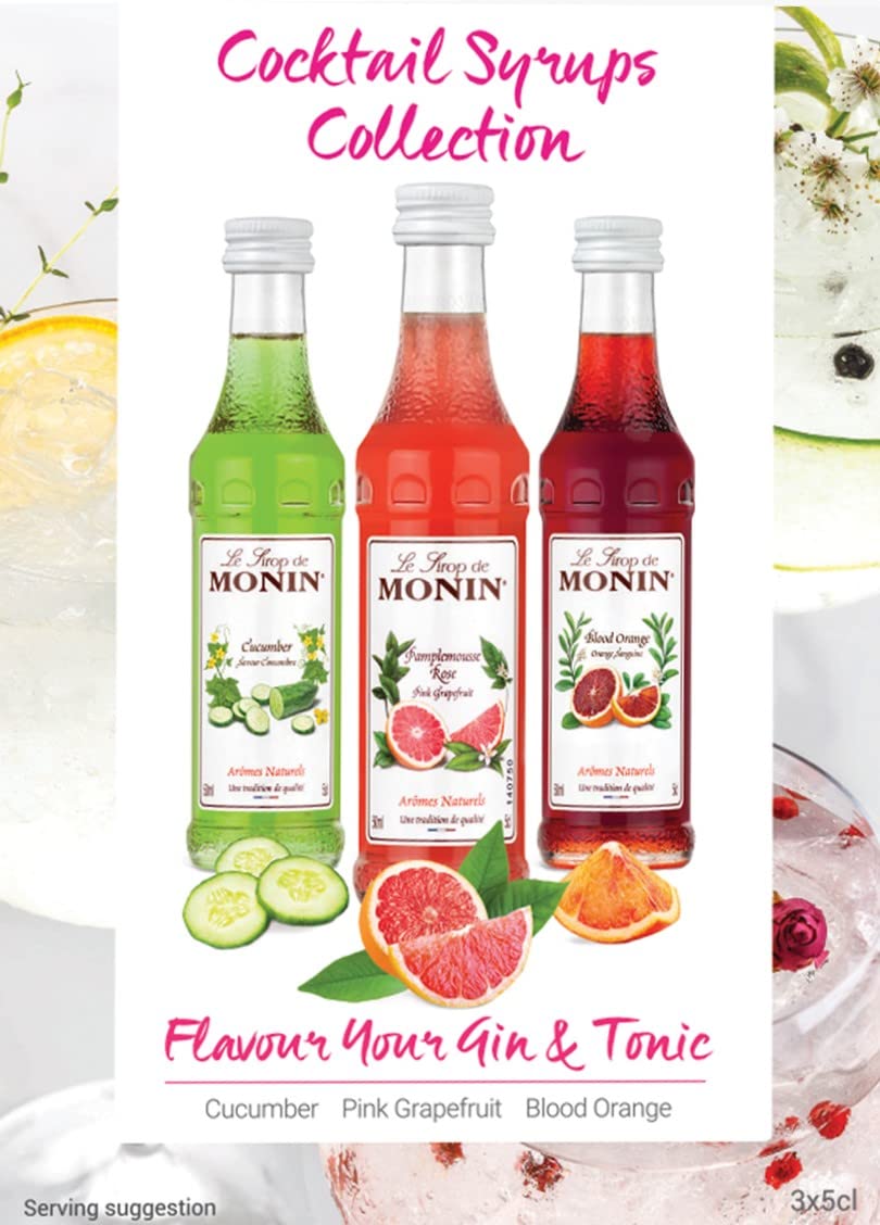 MONIN Cocktail Syrup Gift Set - Cucumber, Pink Grapefruit, Blood Orange (3 x 50ml) 5