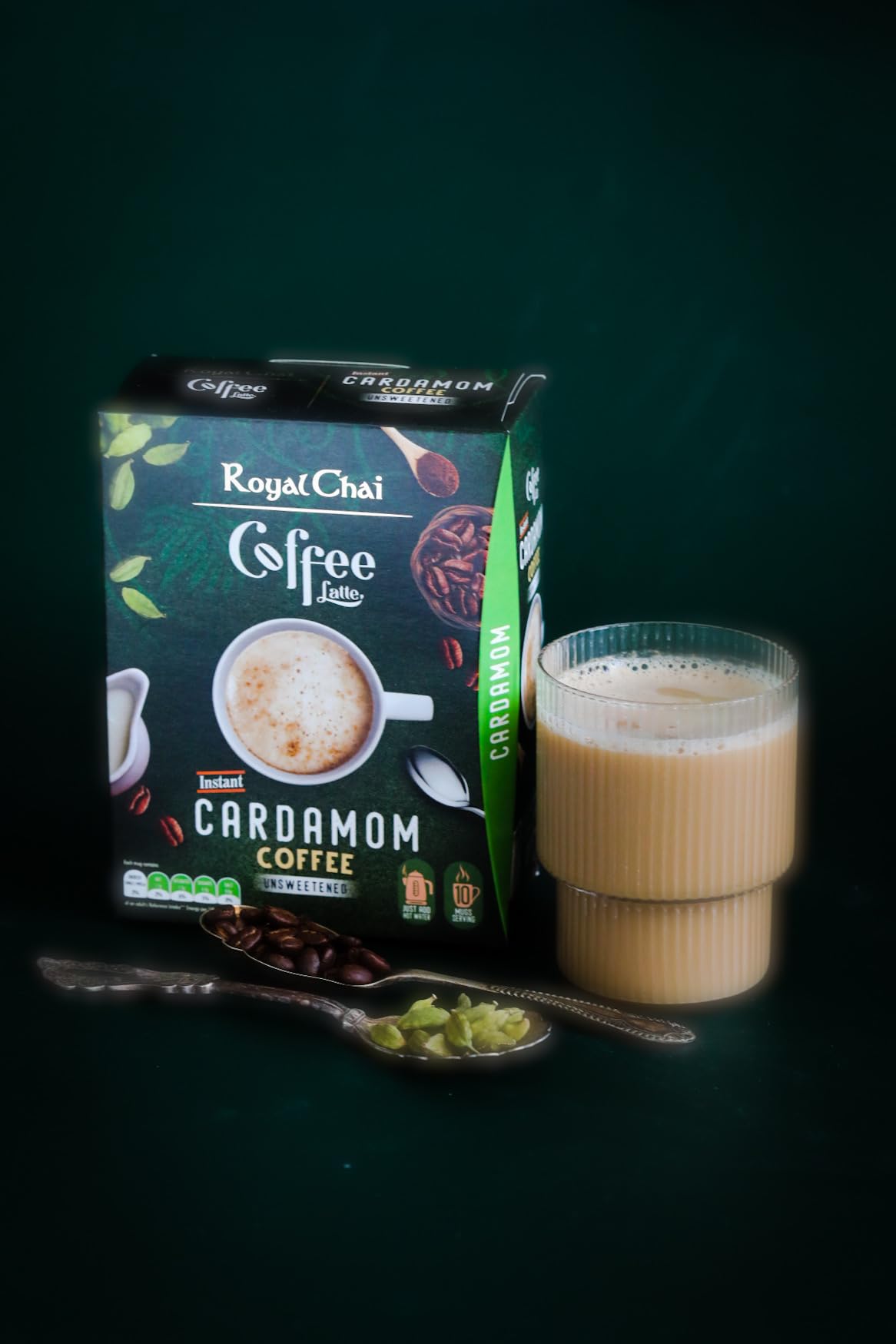 Royal Chai Coffee Latte Cardamom Unsweetened - 10 Single Serving Sachets 3