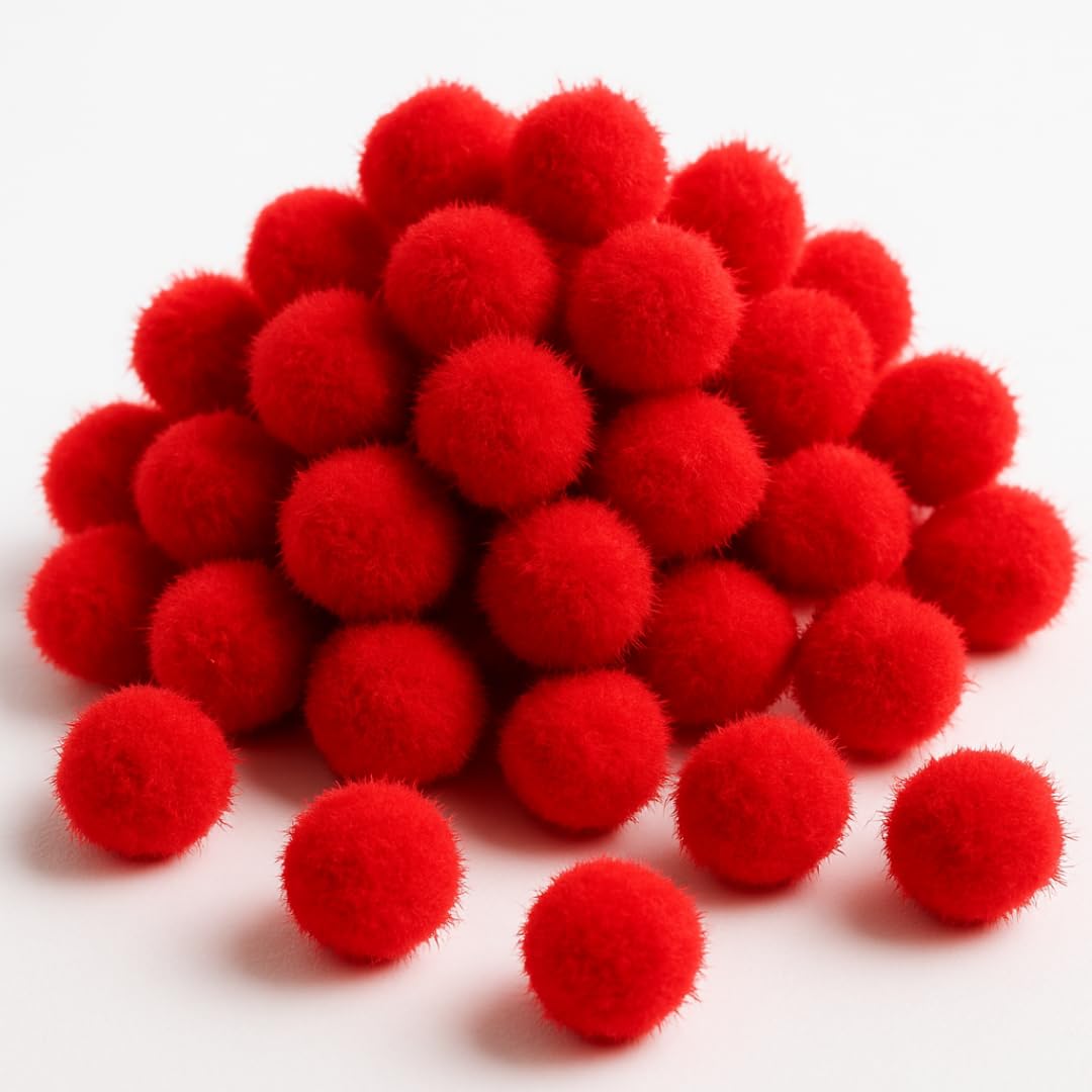 Springboard Supplies Red Pom Poms Pack of 80 | Plush Material | Fine Motor Skill Development 1