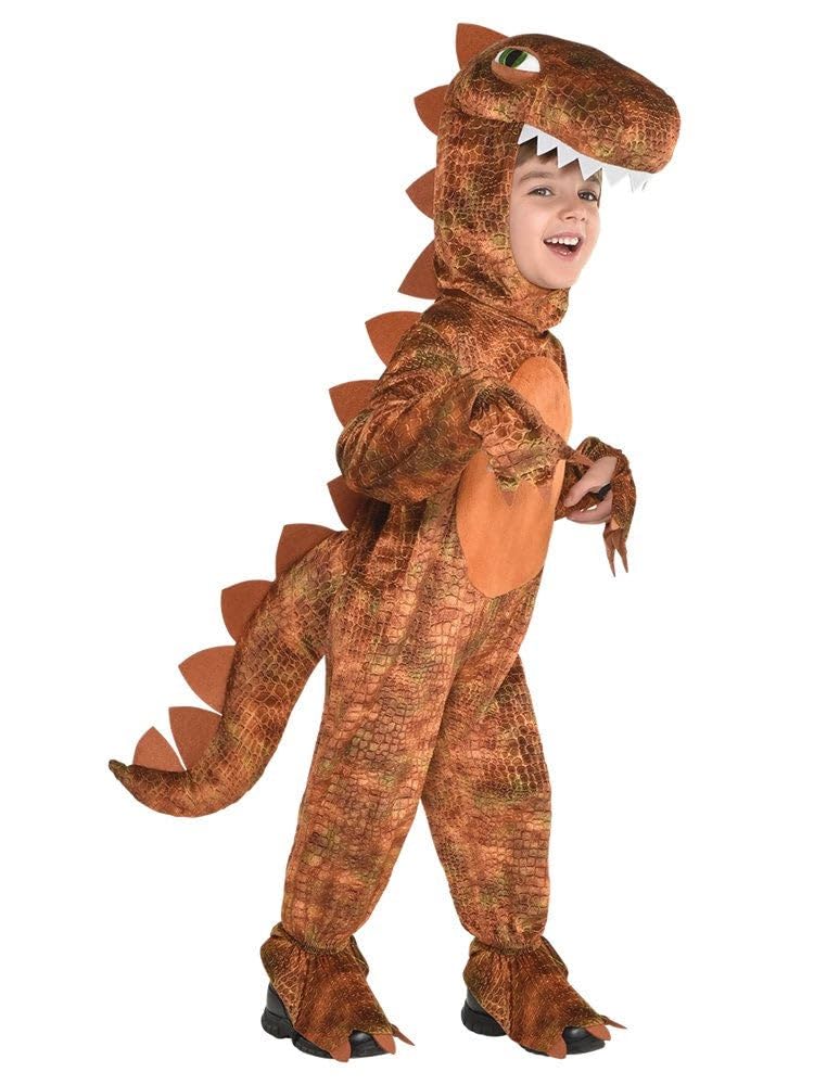 Amscan T-Rex Costume - Kids Brown Hooded Jumpsuit with Tail