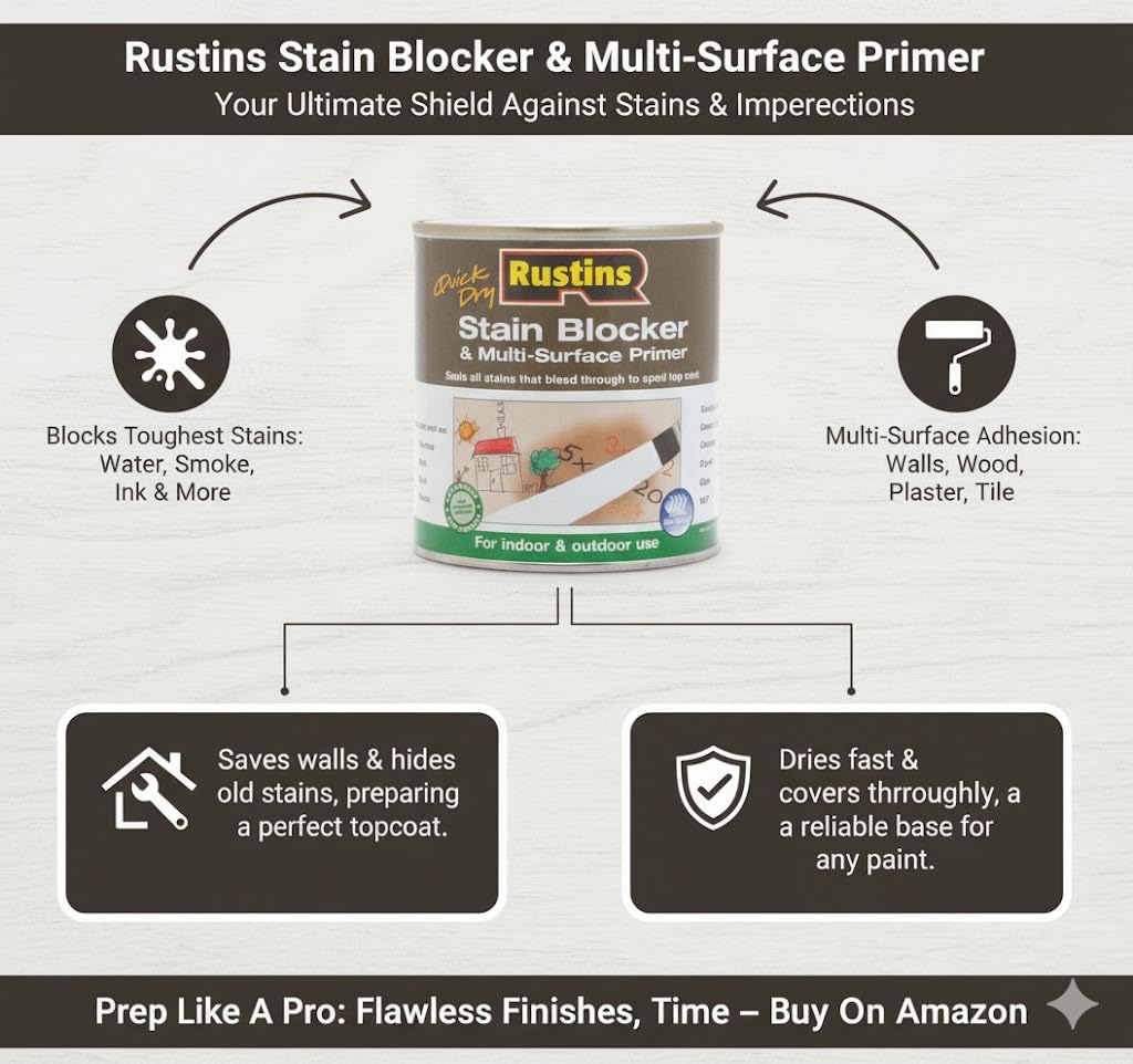 RUSTINS Stain Blocker & Multi-Surface Primer - 500ml Water Based Odor Blocking Primer 2