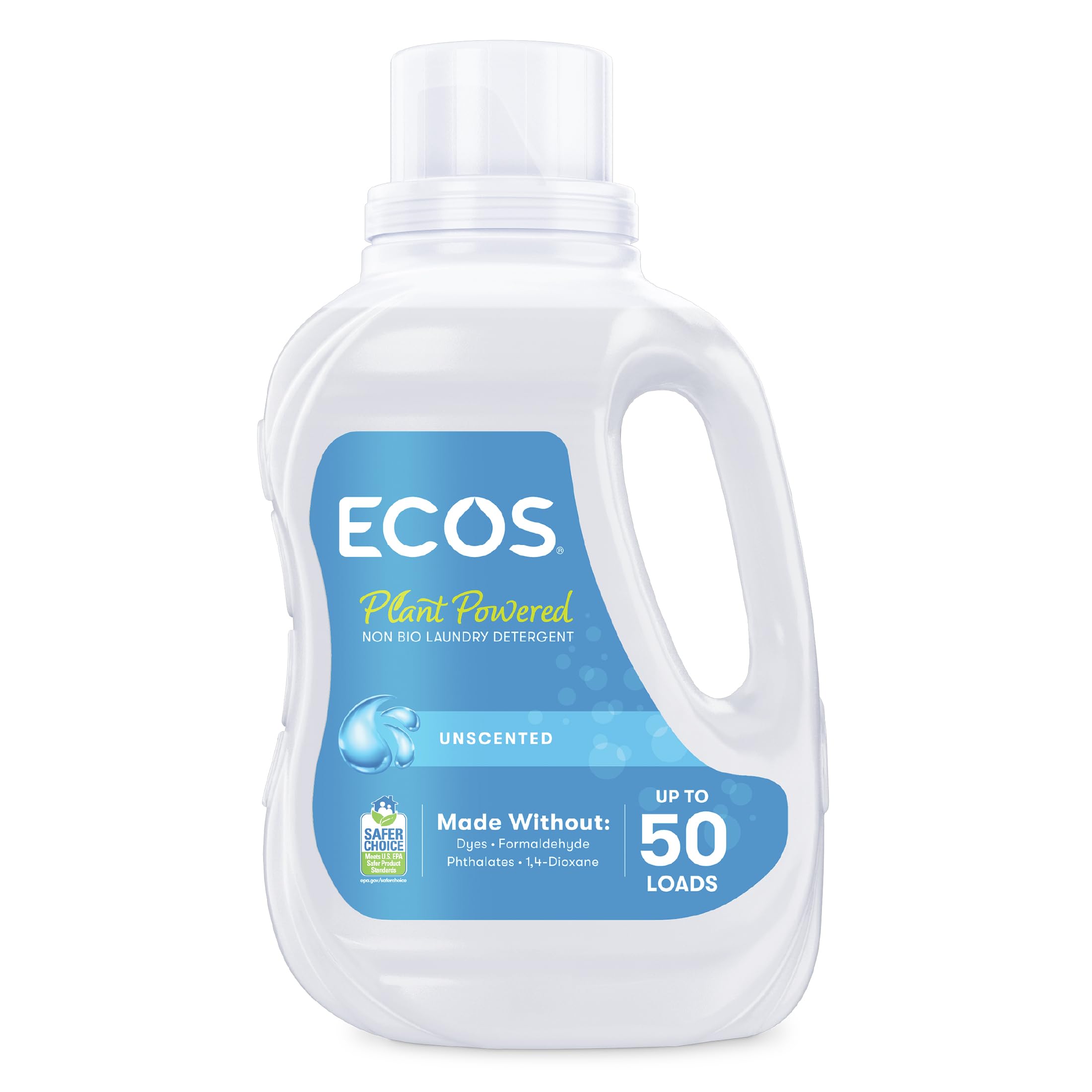 ECOS Laundry Detergent - Fragrance Free, Plant Based, for Sensitive Skin, 1.5 L
