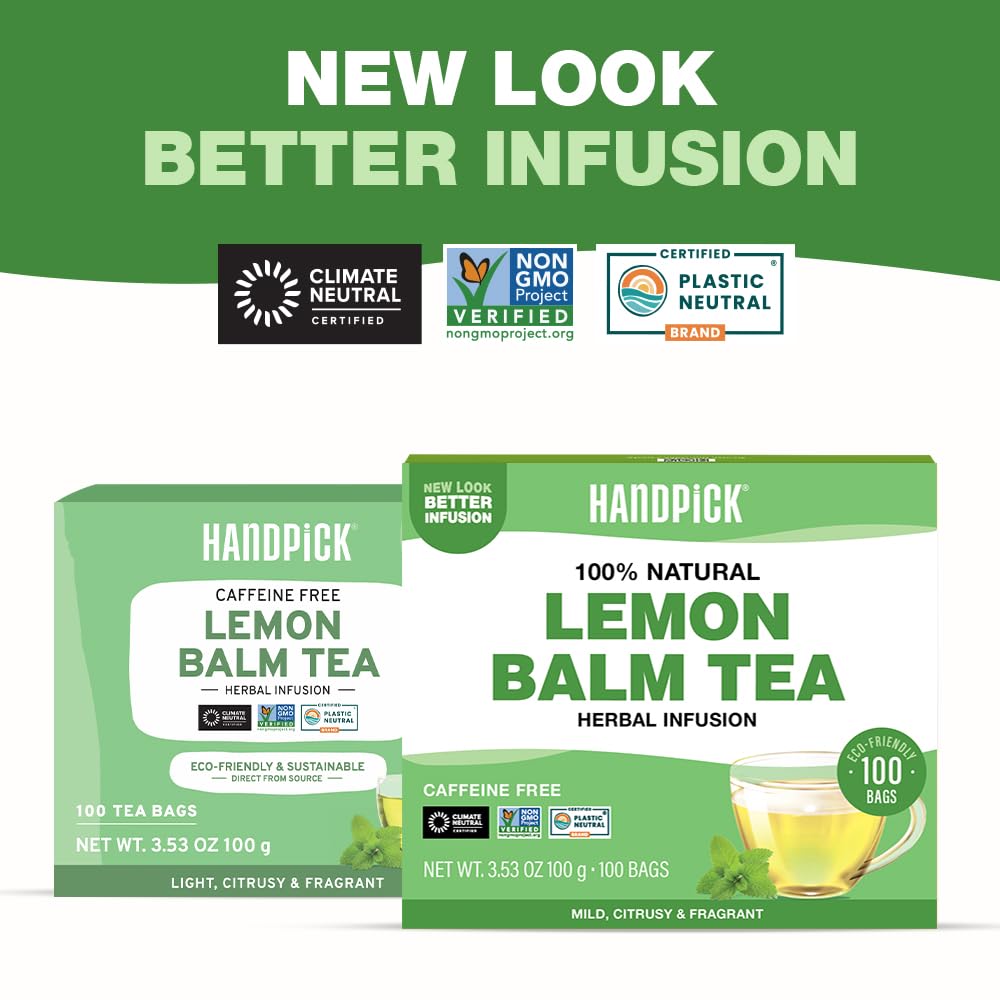 HANDPICK Lemon Balm Tea Bags – 100 Count | Caffeine-Free, Gluten-Free Herbal Tea from India 5