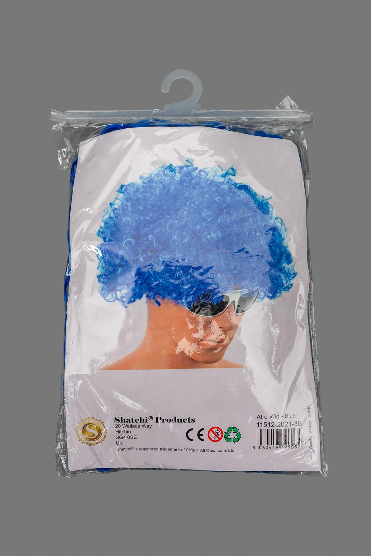 SHATCHI Blue Afro Wig Curly Bouncy Hair for Fancy Dress Party Costume Disco 60s 70s 80s Theme Unisex