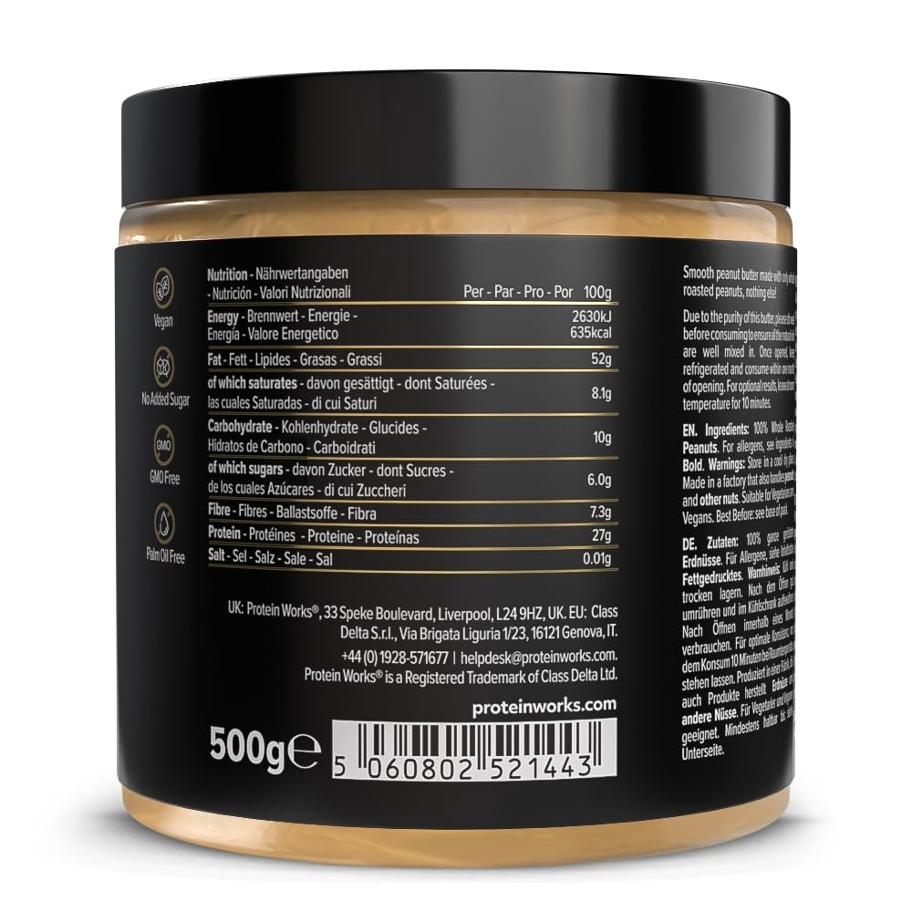 Protein Works - All Natural Peanut Butter, No Added Sugar, 500g 5