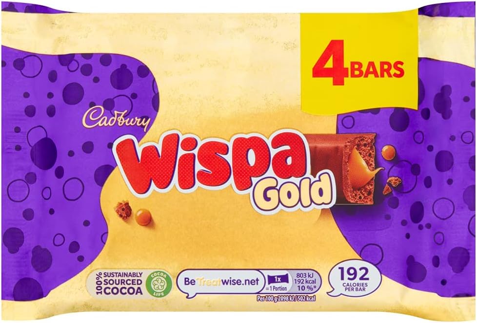 Cadbury Wispa Gold Milk Chocolate with Caramel Centre - 4 Pack