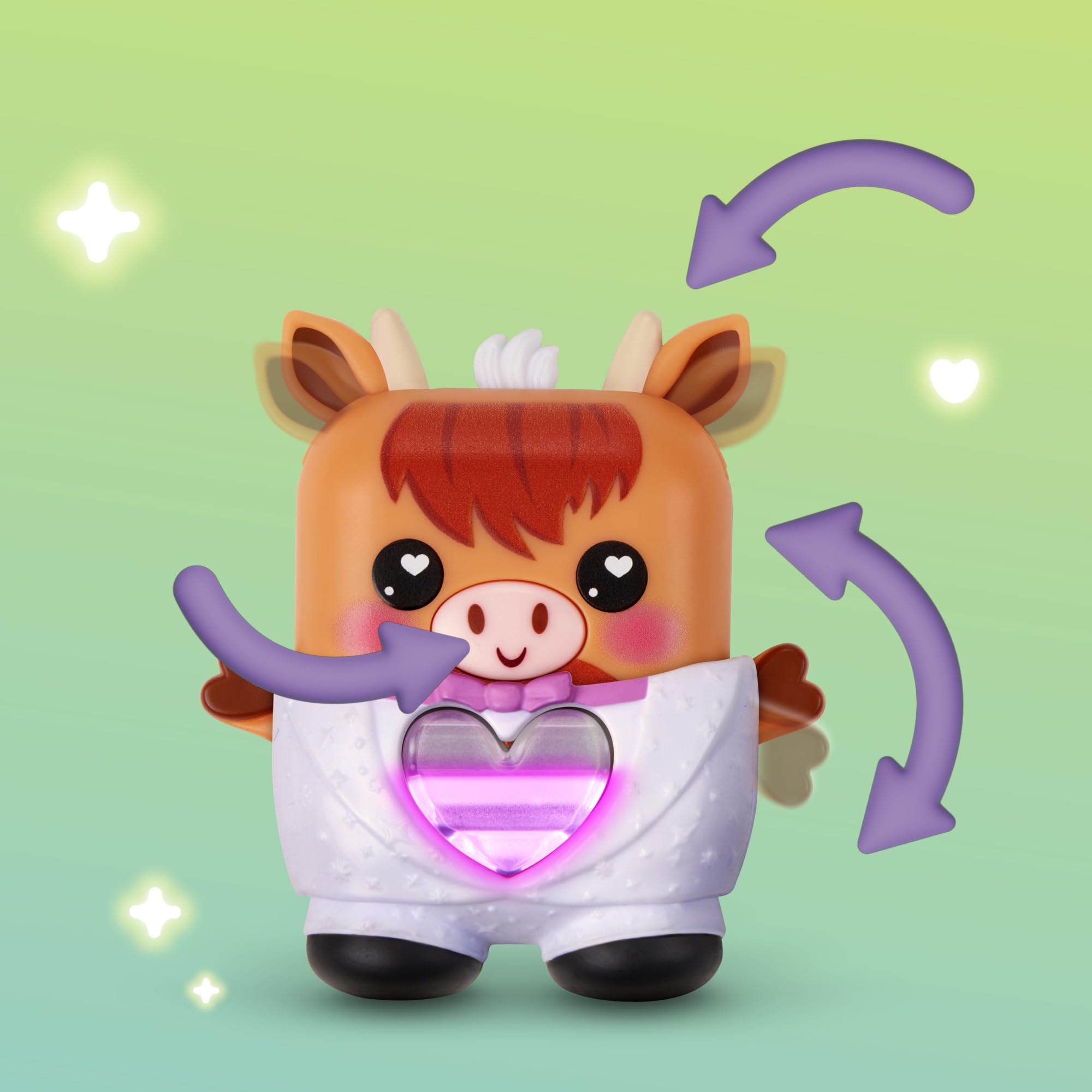 Hasbro Nano-Mals Cowbert the Highland Cow - Electronic Fidget Pet with Light-Up Heart, 70+ Reactions & Silent Mode