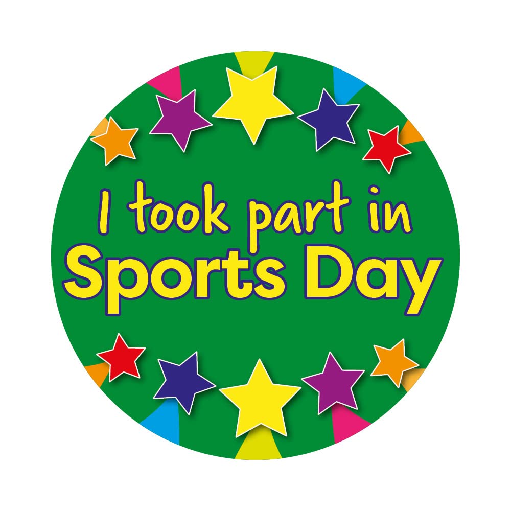 SuperStickers 'I Took Part In Sports Day' Round Labels - 125 Pack, 28mm