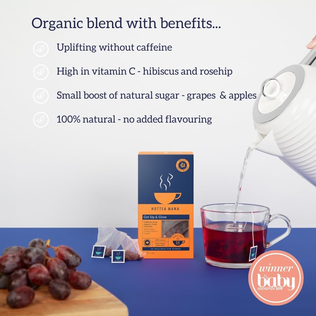 HOTTEA MAMA Get Up & Glow Organic Whole Fruit Tea | Vitamin C Rich | Caffeine-Free Pregnancy & Breastfeeding Tea 6