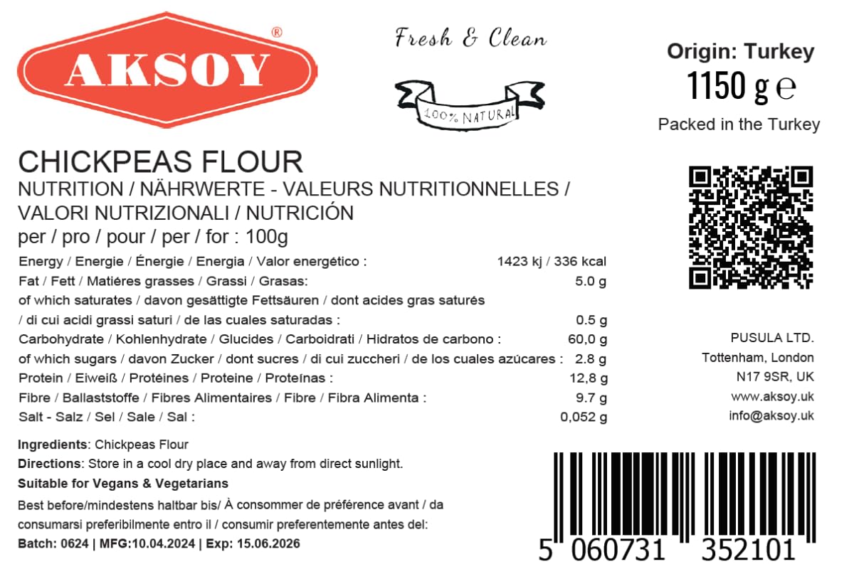 Aksoy Kichererbsenmehl 1150 g | Proteinreiches, glutenfreies Back- und Kochmehl 4