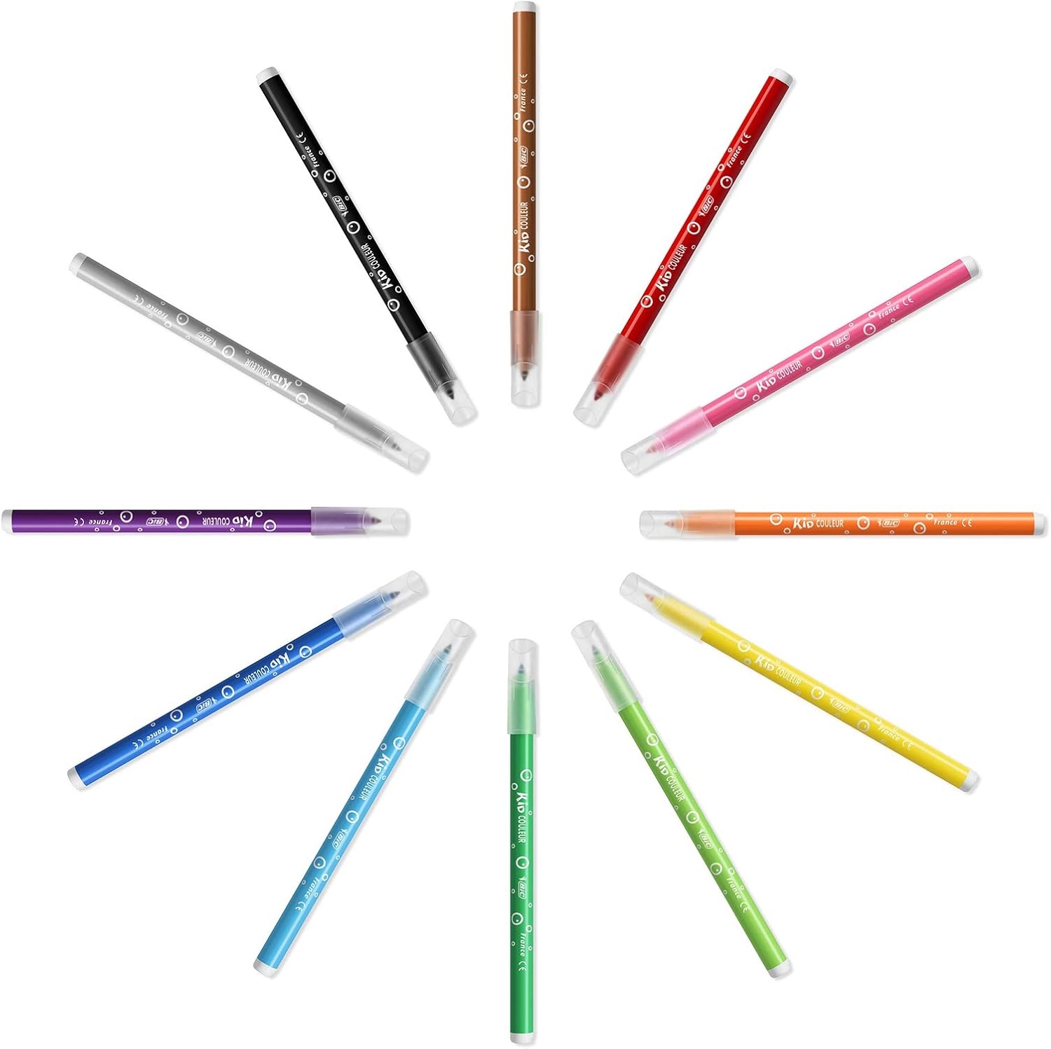 BIC Kids Kid Couleur Felt Tip Pens - Assorted Colors Medium Point Washable Markers for Kids, Pack of 12 13