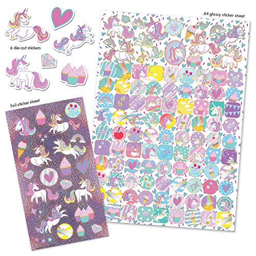 Paper Projects Unicorns Mega Sticker Pack - Pink, A4 Size, Reusable Foiled Stickers 2