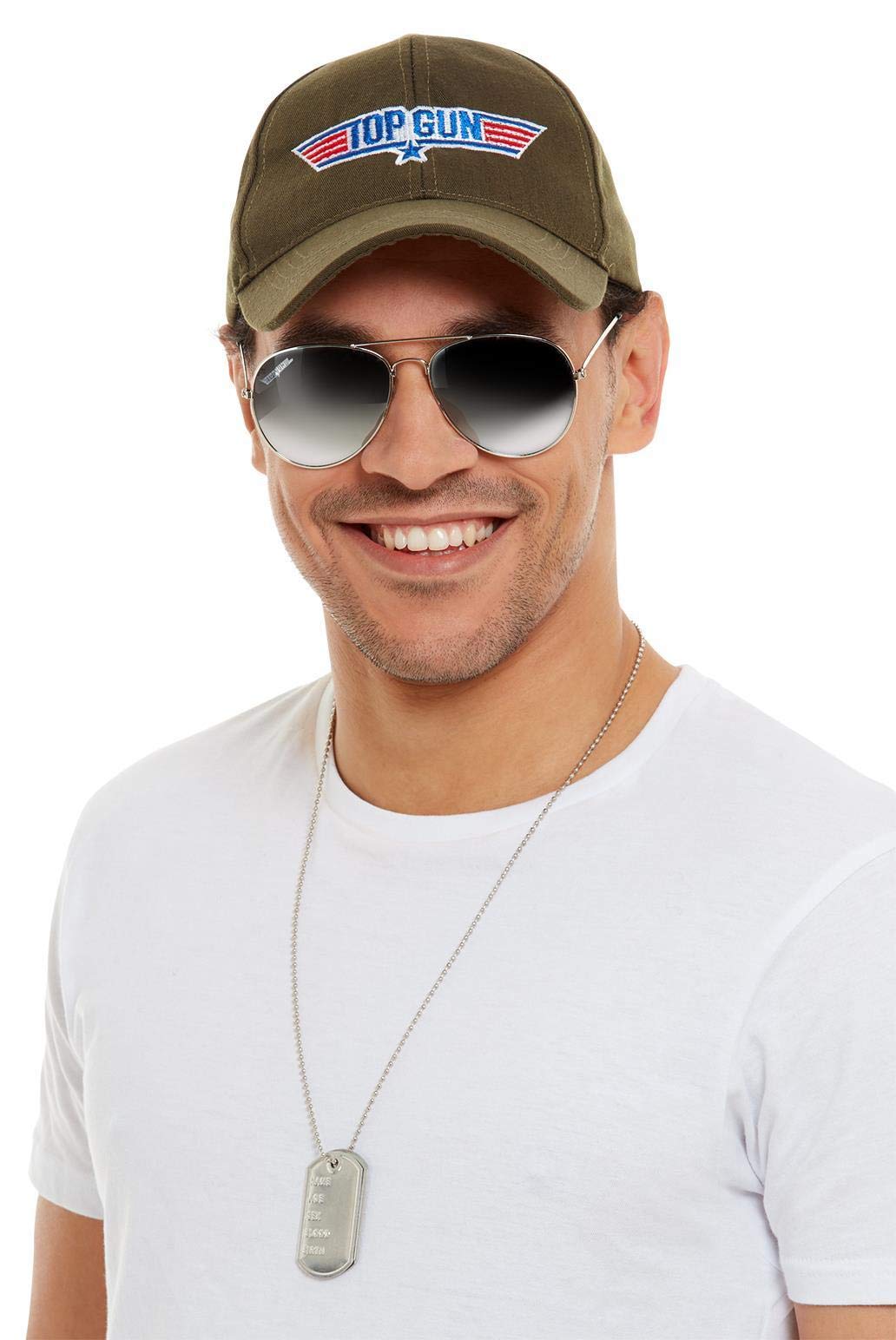 Smiffys Top Gun Instant Kit - Unisex Adult, Khaki, One Size 2