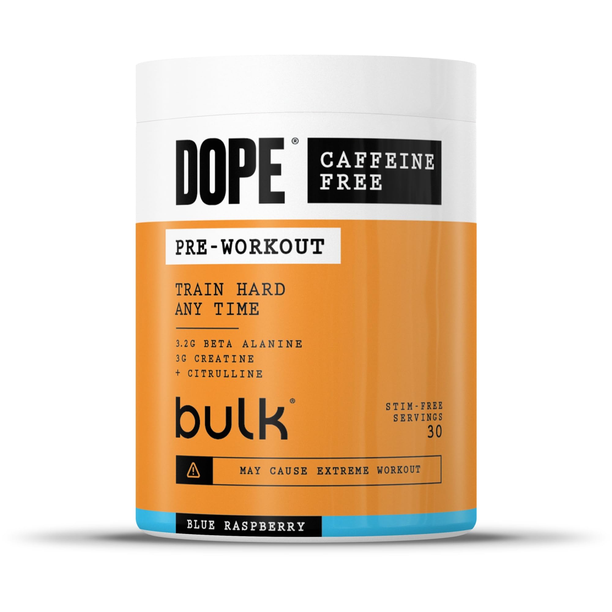 Bulk Dope Caffeine Free Pre-Workout Powder - Blue Raspberry | 510g | 30 Servings
