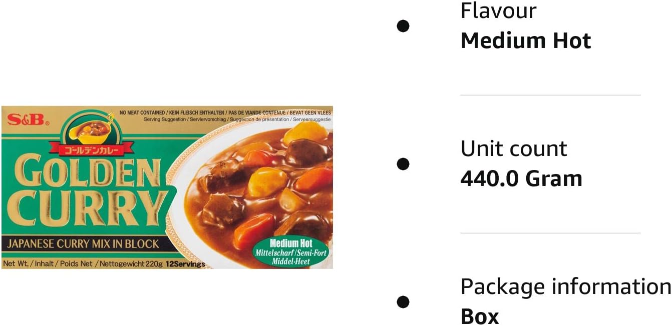 S&B Golden Curry Medium Hot 220g (Pack of 2)