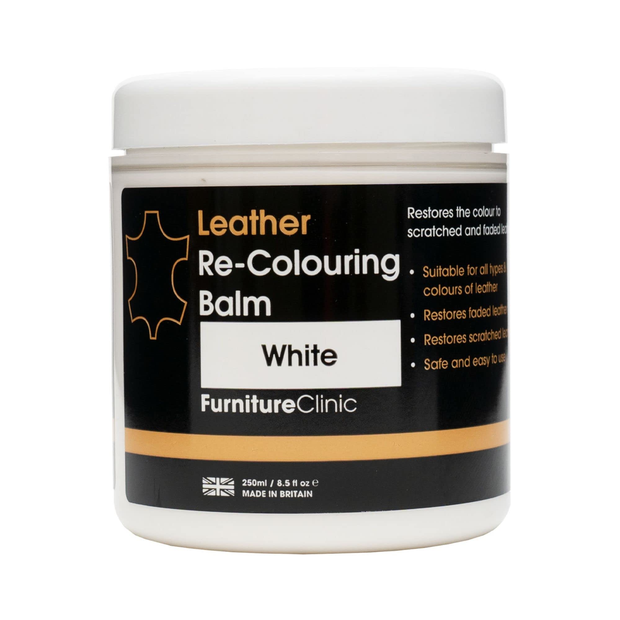 Furniture Clinic Leather Recolouring Balm - White Shade for Faded & Scratched Sofas, Car Seats, Shoes, and Clothing 2